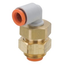 SMC KQ2LE11-00A Bulkhead Union Elbow,90 Deg,3/8 in. PK 6