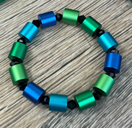 Damen Halskette Armband eloxierten Aluminium Walzen Herren Karabinerverschluss - Bild 4 von 11