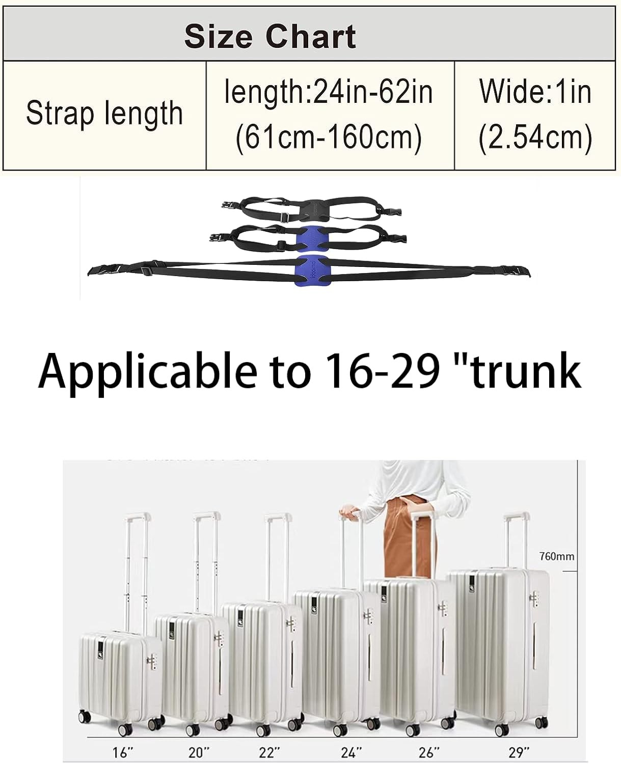 Luggage Straps Bag Bungee， Luggage Straps Suitcase Adjustable Belt，Add a Bag