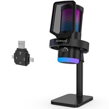 Wireless Microphone for PC Mac iPhone iPad  Android, USB Mic with Noise Redu...