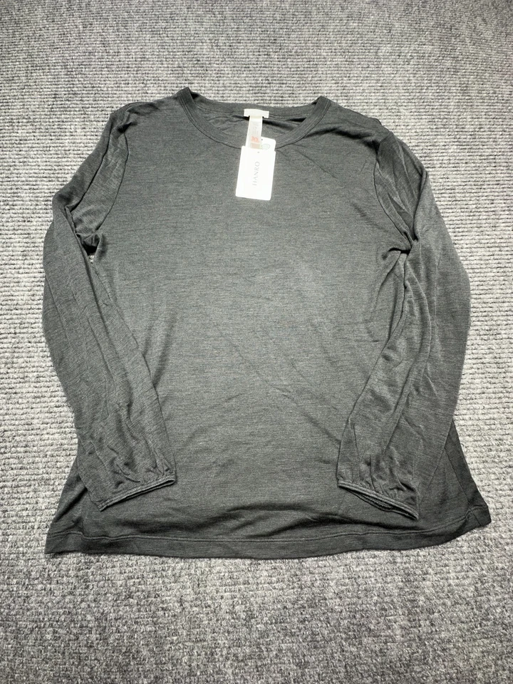 Camisa de dormir Hanro lã feminina cinza média manga longa Raku mescla tencel - Imagem 2 de 4