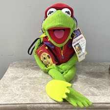 Disney The Muppets Kermit the Frog Photographer Plush Green Small w/ Tags 1998
