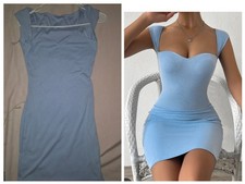 Blue Capped Sleeve Dress
