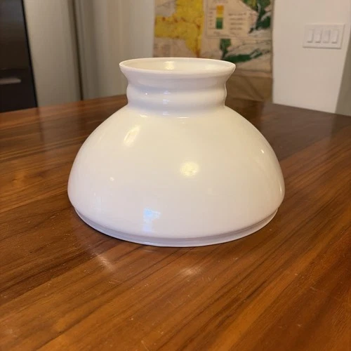 Vintage White Milk Glass Globe Chimney Shade Oil Lamp 10” Fitter