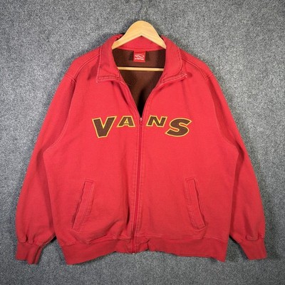 Vintage Vans Sweatshirt Mens XL Red 90s Faded Inline Skateboards Skate Zip Rare