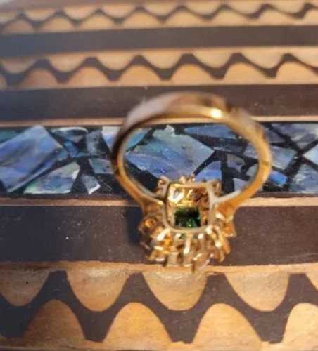 Vintage Green Gemstone Sterling Silver Ring 6.9g Size 8.5 - Bild 6 von 7