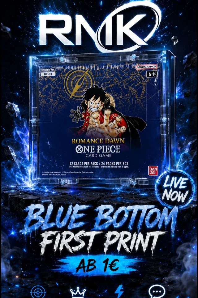 OP-01 - BLUE Bottom First Print Display Romance Dawn ab 1€ RIP & SHIP