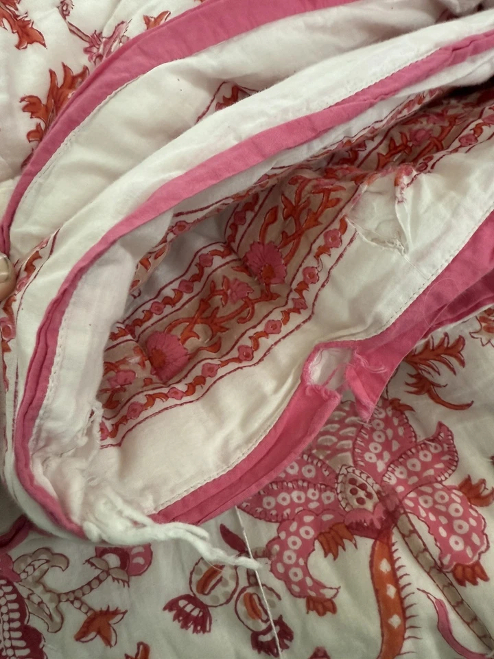 Roller Rabbit Amanda Edredón Naranja Reversible King 110" X 96" Nuevo 100% Algodón Foto 4 de 4