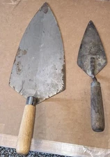 2 Bricklayer Trowels w/Wooden Handle One 10” Wide 1 Pointing Trowel Block Brick