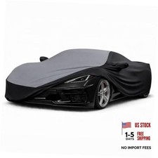 USA C8 Corvette Indoor Car Cover   Custom Fit 2020-2026 C8 Corvette Gray/Black