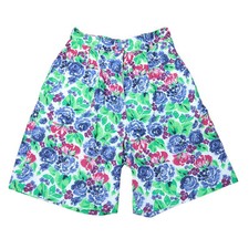 Vintage 90s Preview blue and green floral print high rise shorts 10