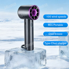Portable Handheld Turbo Fan 1200mAh with Ice Cooling Speed 1-100 Adjustable US