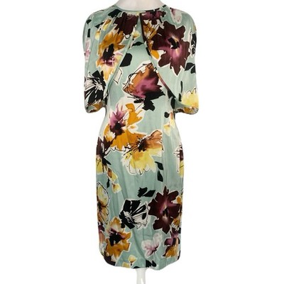 NEW St John Size 4 Multicolor Floral Silk Blend Cape Style Dress Luxury