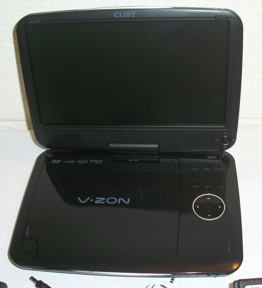 Coby V-ZON TF-DVD9109 Portable DVD Player 9" Swivel Widescreen LCD w Accessories - Image 3 of 4