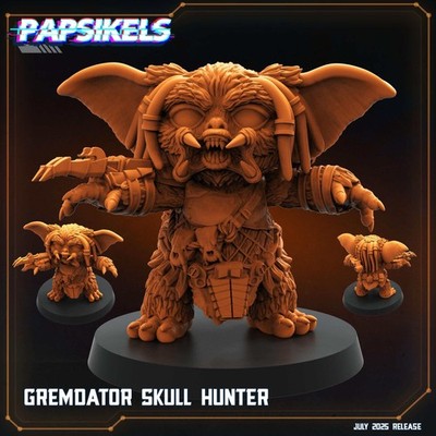 Gremdator Skull Hunter: 3D Printed Resin Miniature - Papsikels Hybrid