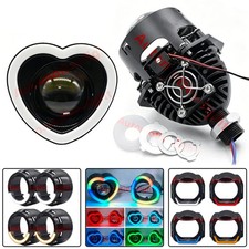 2.5'' Mini Bi LED Projector Lens DRL RGB LED Angel Eye Shroud Headlight Retrofit