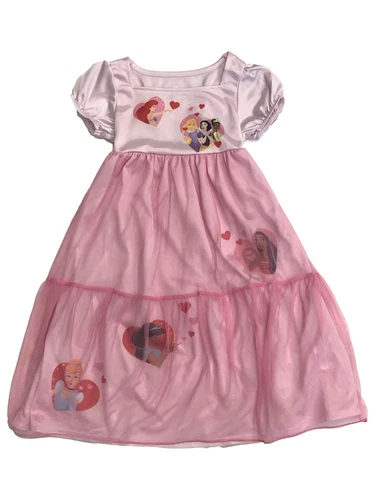 Disney Princess Toddler Girls Silky Pink Heart Nightgown Night Gown 3T - Picture 1 of 2