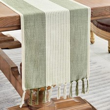 lrgnixs Table Runners with Tassels,183x33cm Cotton Linen Sage Green unisex
