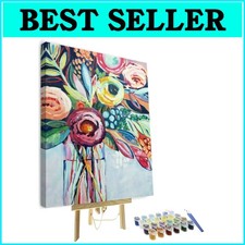 Easy Abstract Paint by Numbers Kit for All Ages   16"x20" Framed Canvas