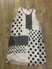 Calvin Klein chiffon Sleeveless dress White Black Polka Dot