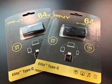 (2) PNY 64GB USB 3.1 Type-C flash drives BRAND NEW UNOPENED