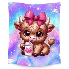 Highland Cow Blanket, Kids Blanket for Cow Lovers, Gifts for 60"x80" Brown
