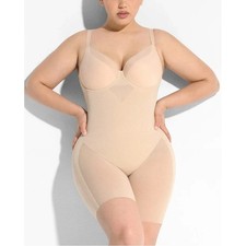 Shapellx Women's Cream AirSlim Full Coverage Seamless Shaping Bodysuit Size XXL