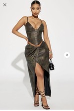 fashion nova faux leather corset set size xl