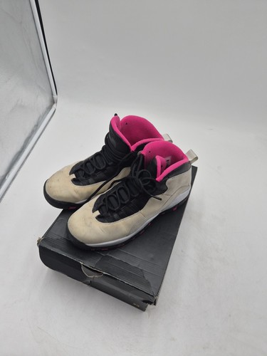 Nike Air Jordan 10 Retro GS 7Y Platinum Pink Black 487211-008 Girls Youth Read 