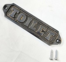 Vintage Brass Toilet Door Sign   Solid Metal Bathroom Plaque with Screws   Rust
