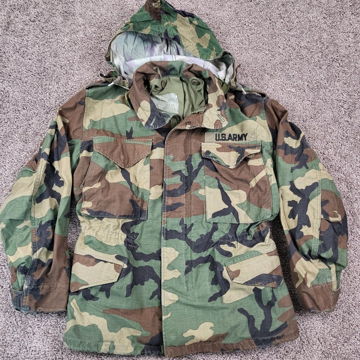 Vintage 1985 US Army M65 Field Jacket Alpha Industries Woodland