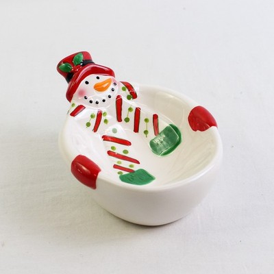 Youngs Inc Ceramic Snowman Soap Dish/Tray Holiday Festive 6'' Long