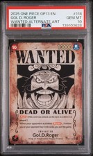 PSA 10 2025 ONE PIECE CARRYING ON HIS WILL WANTED ALT ART #118 GOL D. ROGER
