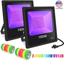 2 Pack 150W UV LED Black Light Outdoor Party DJ Stage Club Floodlight Free Tapes