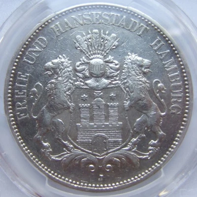 Münze Deutsches Reich Kaiserreich 5 Mark Hansestadt Hamburg 1896 J in Sehr schön - Bild 1 von 4