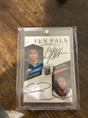 2018 Donruss Elite - Pen Pals Duals D.J. Moore, Calvin Ridley #PPD-NFC (AU, RC)