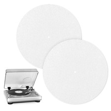 White Felt Turntable Slipmat Record Player Mat AntiSlip 12 Inch 2 PCS