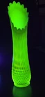 17in Fenton Topaz Opalescent Hobnail Vaseline (uranium) glass swung vase.