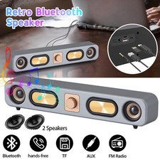 Vintage Desktop Sound Bar Heavy Bass 4D Surround TF Radio AUX Desktop Sound Bar