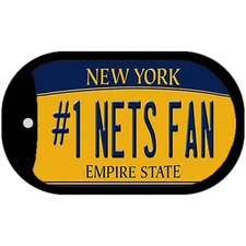 Number 1 Nets Fan Novelty Metal Dog Tag Necklace 2" x 1"