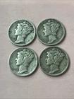 Junk Silver Lot Of 4 Mercury Dimes  90% Silver