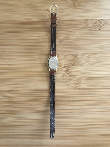 Timex Watch Women Stainless Steel Gold Leather Brown Water Res Batt Beige Quartz - Picture 4 of 5