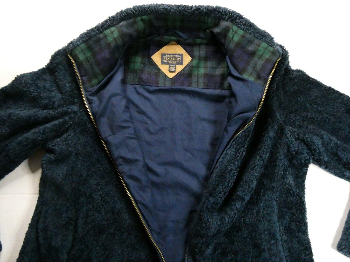 Vintage Navy Blue Pendleton Wool Full-Zip Jacket, Green