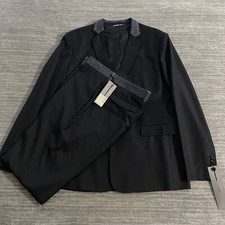 DIOR Wool Black M Woven Suit Blue Denim Collar  Waistband Size 52 IT / 42R US