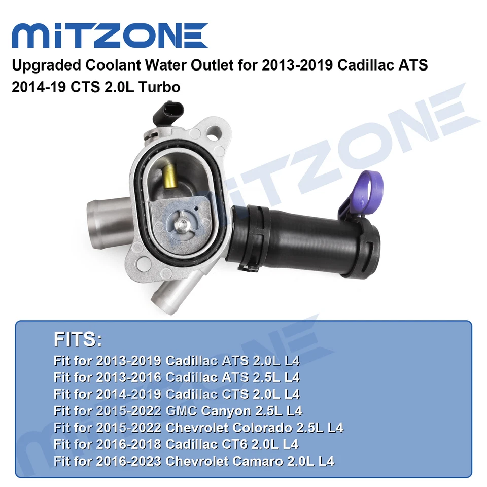 Salida de agua de refrigerante mejorada para Cadillac ATS 2013-2019 2014-19 CTS 2,0 L turbo Foto 3 de 4