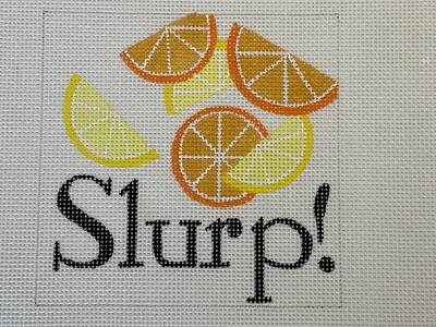 Raymond Crawford Slurp Lemons Coaster CT-53  Handpainted HP Needlepoint Canvas