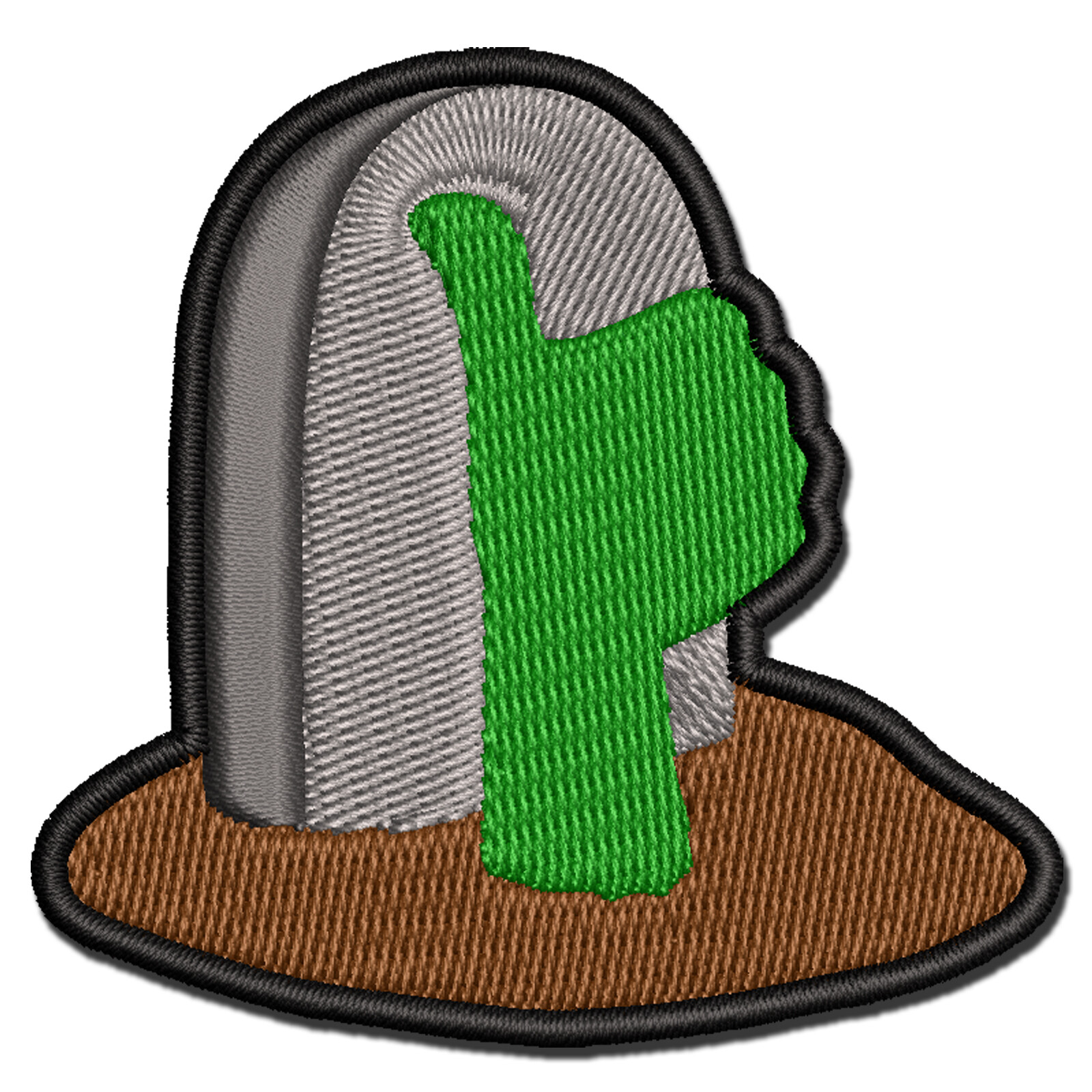 Zombie Thumbs Up Multi-Color Embroidered Iron-On Patch Applique for Tombstones