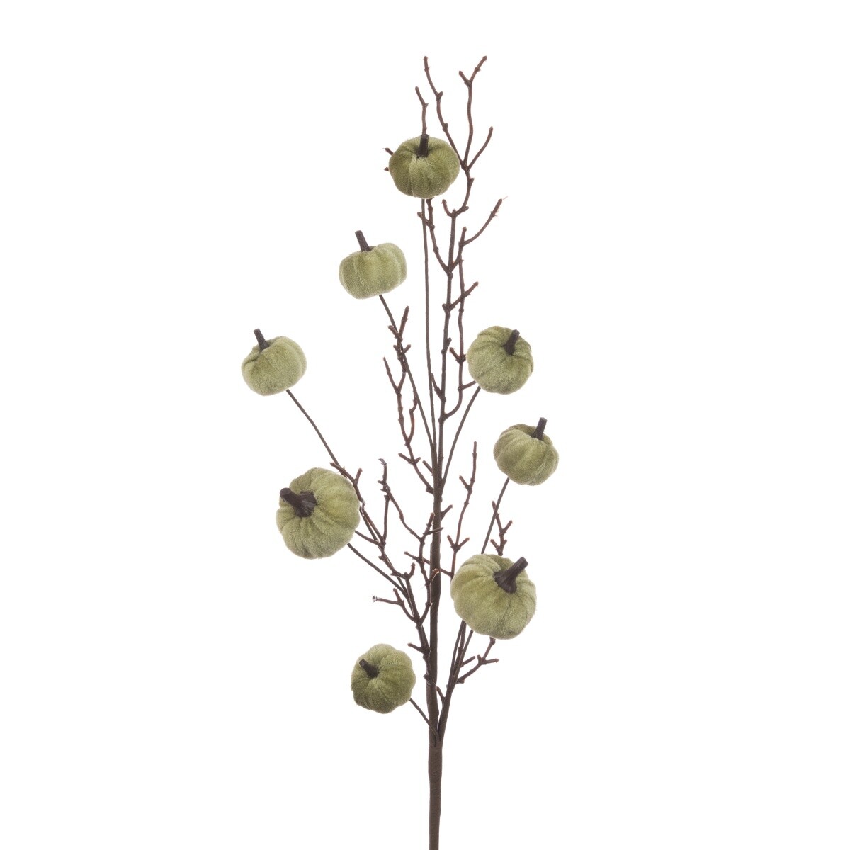 Autumn Homeware Decor Velvet Green Pumpkin Branch