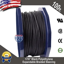 100 FT. 1/16" Black Expandable Wire Cable Sleeving Sheathing Braided Loom Tubing