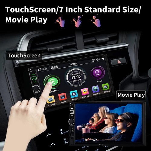 7" Car Radio Apple Andriod Carplay Car Stereo Touch Screen 2 Din + Camera - Picture 3 of 10